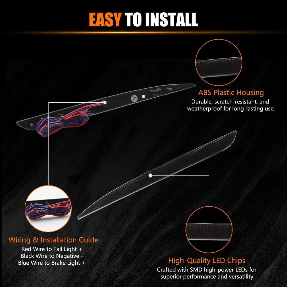 ATROVI LED Rear Bumper Reflector Light for 2015-up Chrysler 300, Replace OEM Rear Bumper Reflector Smoked Lens 90-SMD Red LED Tail Brake Fog Lamps Reflector Light Kit, 2 PCS