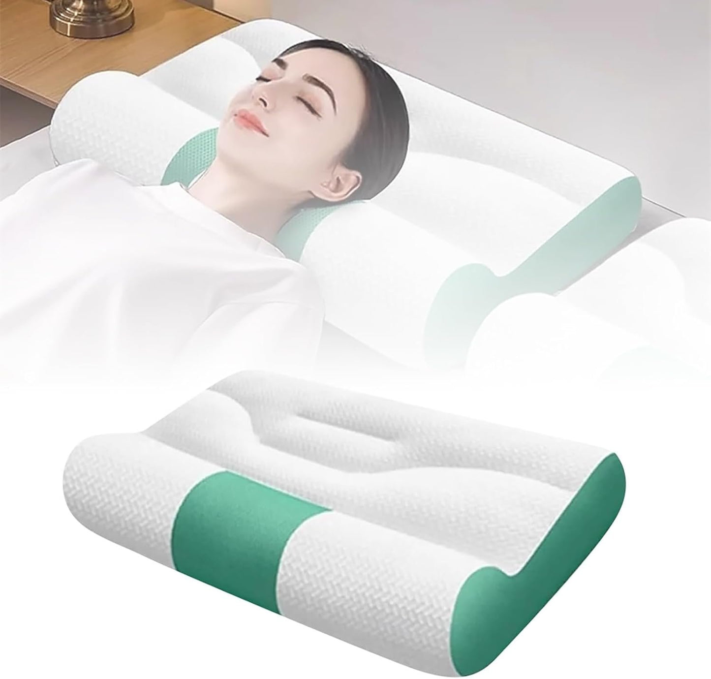 Ergonomic Pillow Neck Pain, Sleep Enhancing Cervical Support Comfort, Ergonomic Cervical Memory Foam and Support Pillow for Side Back Sleeping (Army Green)