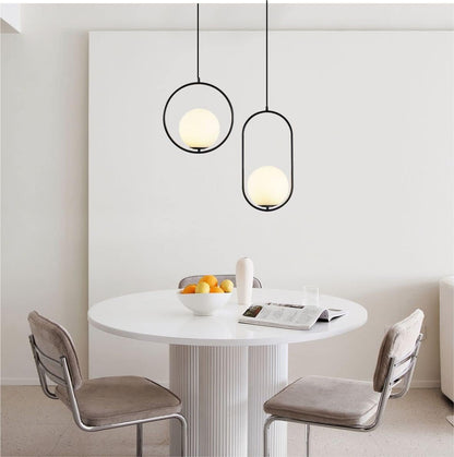 KCO Lighting Modern Globe Pendant Light Black Large Globe Hanging Light Fixture with Frosted Glass Lampshade Adjustable Ball Pendant Light for Kitchen Island Living Room Beside…