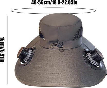 Solar Powered Fan Hat, Bucket Hat, Outdoor Sports Gear, Wide Brim Protezione UV, Sport Headwear for Women, Men, Roadtrip, Beach Vacation Fishing, Hiking and Travel Trips, Verde militare