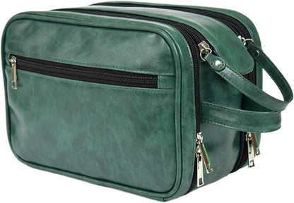 Hygiene Bag for Men - Waterproof PU Shaving Bag for Men,Bathroom Travel Bag, Toiletry Organizer, ReusableTravel Toilet Bags for Shaving Grooming Dopp Kit, Green, Refer to description, Unisex