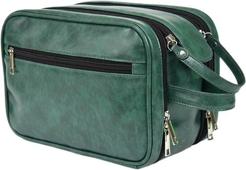 Hygiene Bag for Men - Waterproof PU Shaving Bag for Men,Bathroom Travel Bag, Toiletry Organizer, ReusableTravel Toilet Bags for Shaving Grooming Dopp Kit, Green, Refer to description, Unisex