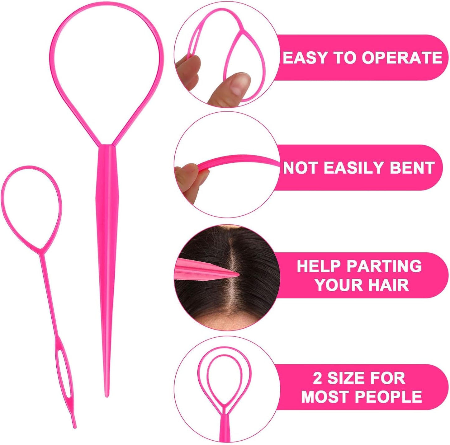 3 Pieces Hair Clip Hairstyle Accessories Tail Braid Tool French Twister Hair Twister for Women Girl Pink