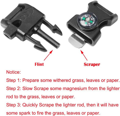 Paracord Buckles, Compass Buckle for Bracelets Clasp Clip Outdoor Camping Emergency Survival Travel Accessories