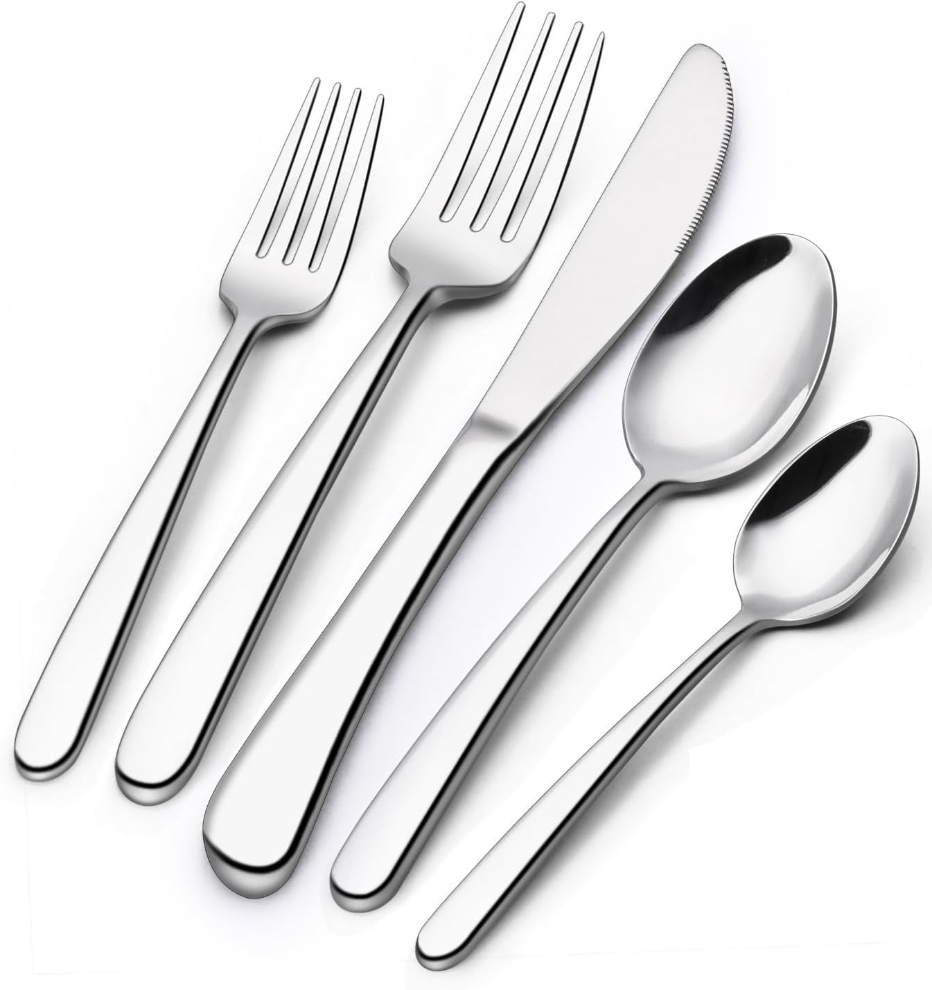 30-Piece Silverware Set Service for 6, Wildone Premium Stainless Steel Flatware Set, Mirror Polished Cutlery Utensil Set for Home Restaurant, Include Fork Knife Spoon Set, Durable, Dishwasher Safe