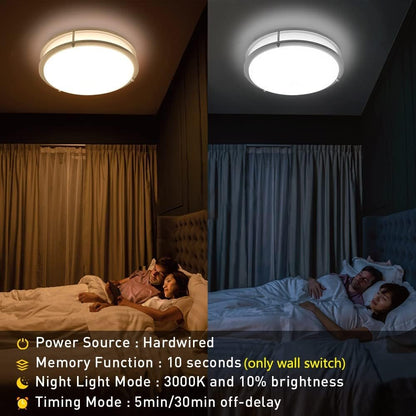 Depuley 30W Modern LED Ceiling Light with Remote, 35.5 cm Dimmable Surface Mount Ceiling Lamp Fixture for Bedroom Kitchen Dining Room Lighting, Timing, 3000K-6000K 3 Lights Color Changeable