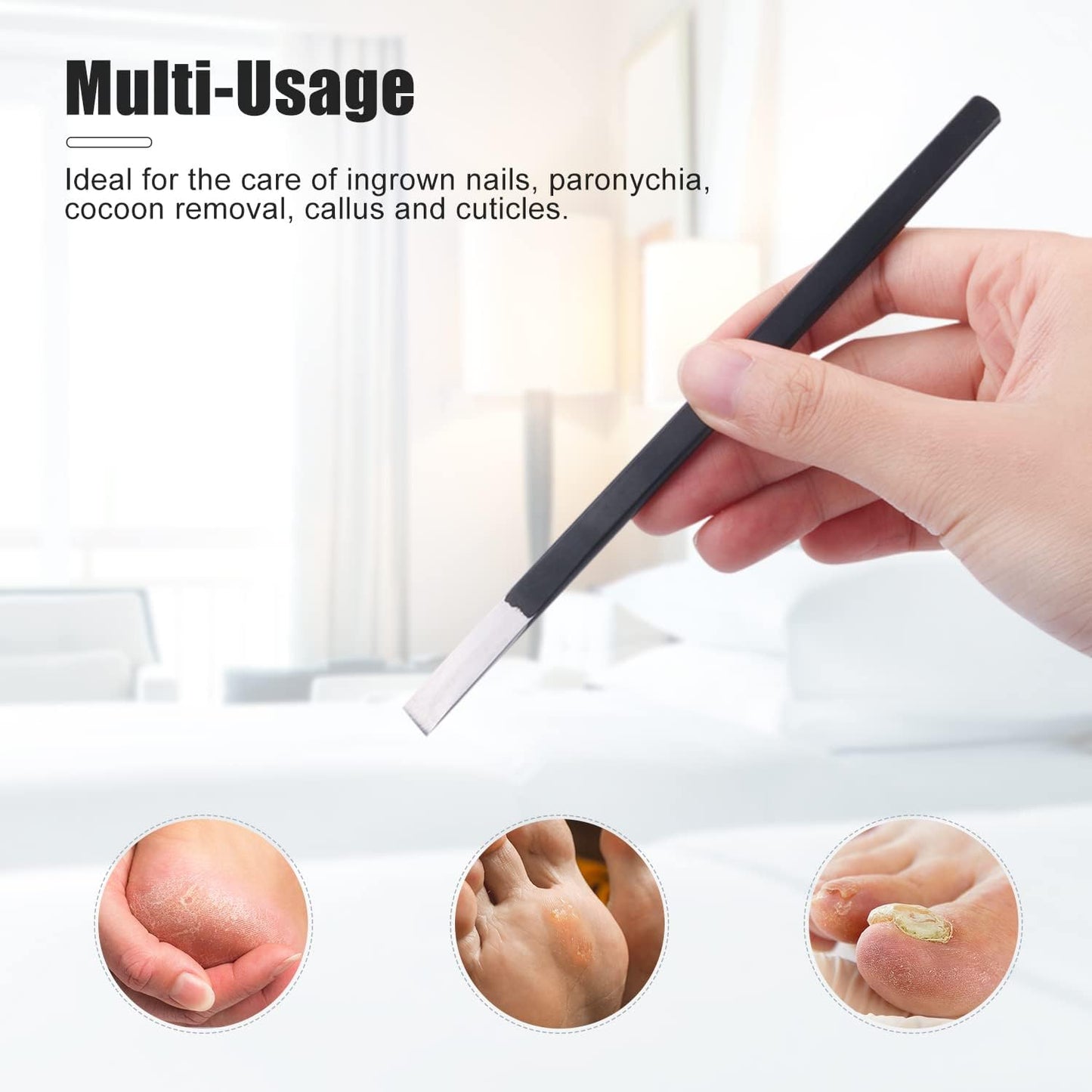 4 PCS Pedicure Knife Set Stainless Steel Ingrown Toenail Knife Correction Foot Scraper Clipper Pedicure Nail Remover Kit with Storage Bag for Calluses Beauty Salon Home Use Foot Care - Black