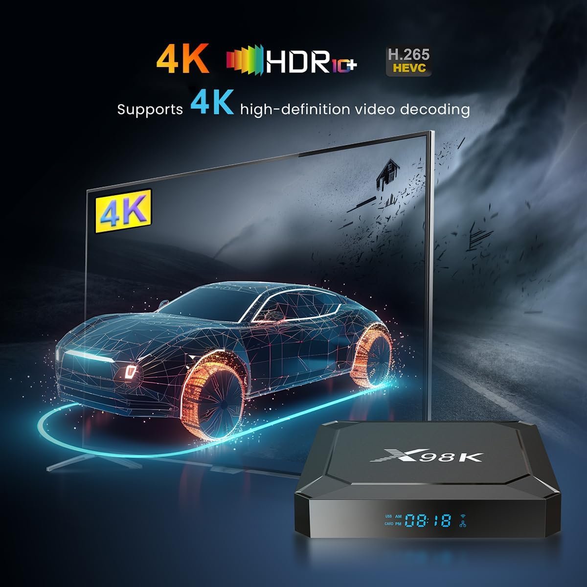 Android 13.0 TV Box, LEFFOT X98K Smart 4K Ultra HD Streaming Device for TV with HDR10+, Rockchip RK3528A Quad-Core ARM Cortex-A53, 4GB RAM 32GB ROM, Dual-Band WiFi 6, BT5.0