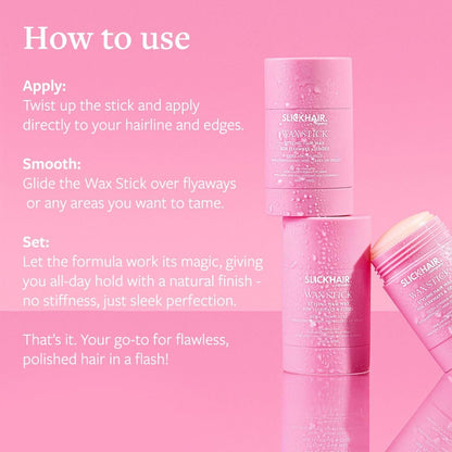 SlickHair Hair Wax Stick, Hair Stick for Flyaways, Slick Stick Hair Wax for Women and Children, Refreshes and Nourishes Hair, Non Sticky and Non Greasy - 50g