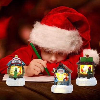 LICHENGTAI Oggettistica Natalizia in Resina Villaggio di Natale Luminoso Casa di Natale in Miniatura Case del Villaggio Natalizio con Illuminazione a LED, Regali di Natale del Ringraziamento