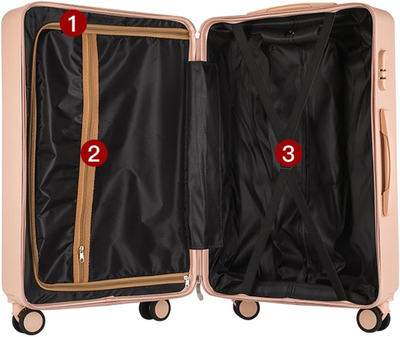 Luggage Travel Checked Luggage Portable Hard Shell Luggage Security Combination Lock Suitcases Quiet and Smooth Luggage Carry On Luggage Suitcase (Color : Rojo, Size : 24Inch)