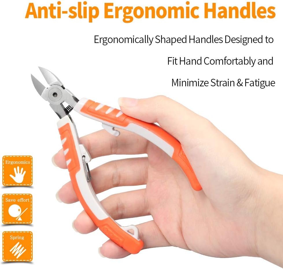 SPEEDWOX Precision Diagonal Cutting Pliers 5 Inches Wire Flush Cutters Ultra Sharp Electronics Pliers Model Sprue Wire Clippers Side Cutting Nippers with Safety Lock and Protective Holster CR-V Steel