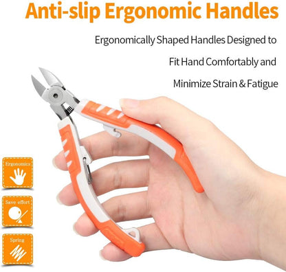 SPEEDWOX Precision Diagonal Cutting Pliers 5 Inches Wire Flush Cutters Ultra Sharp Electronics Pliers Model Sprue Wire Clippers Side Cutting Nippers with Safety Lock and Protective Holster CR-V Steel