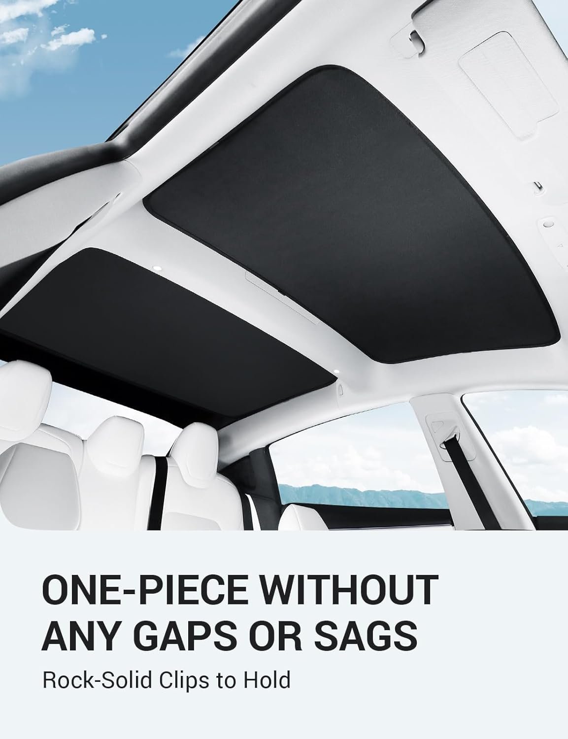 BASENOR Tesla Model 3 Sunshade Front & Rear Glass Roof Sun Shades with Storage Bag Sunshade Blocking Heat Cover for 2017-2020 Model 3 Interior Accessories Black