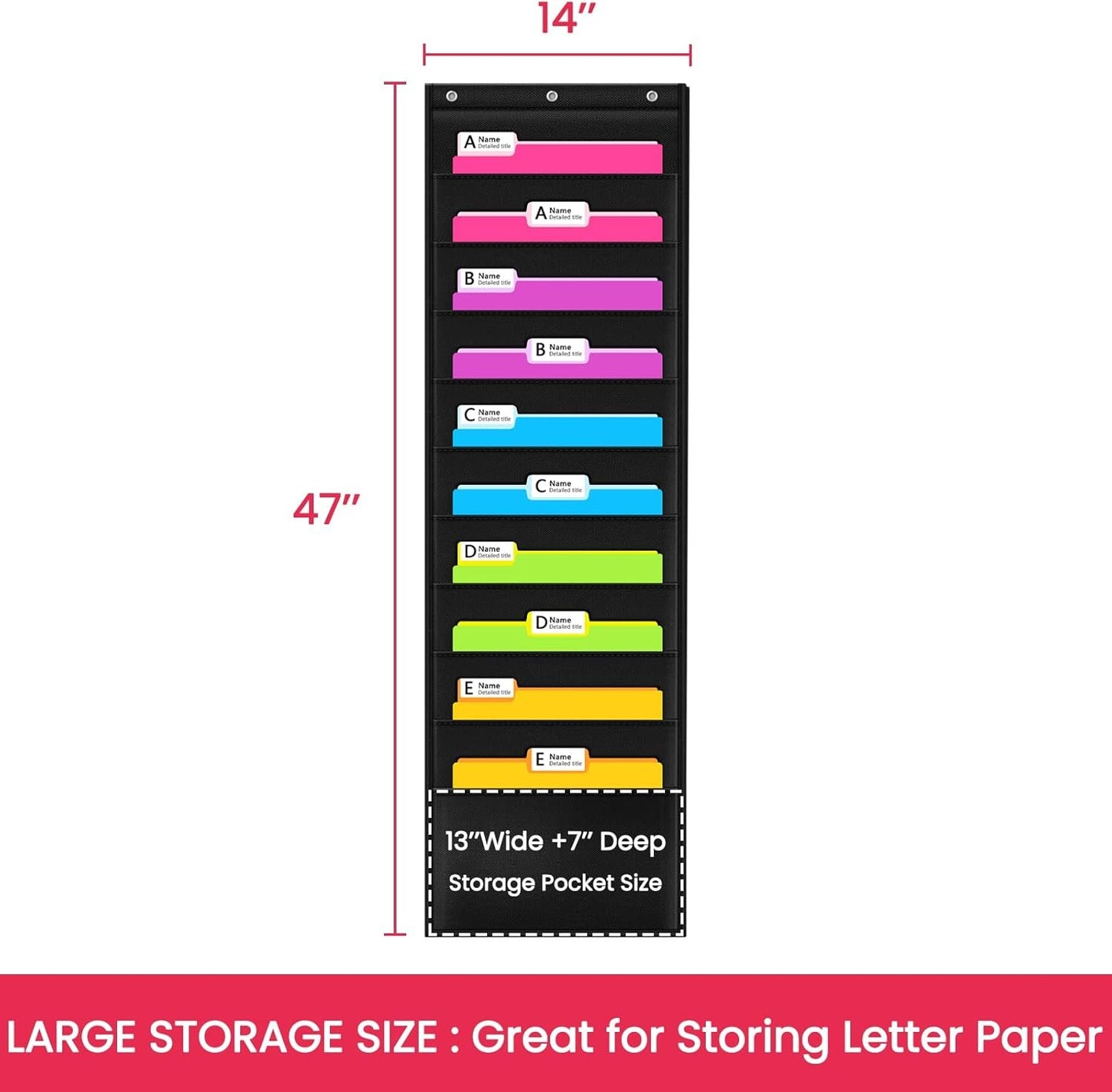 Godery W1-10 Perfect for Home Organization, School Pocket Chart, Office Bill Filing. Wall or Over Door Mount
