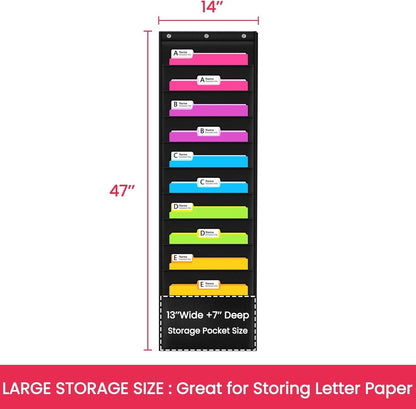 Godery W1-10 Perfect for Home Organization, School Pocket Chart, Office Bill Filing. Wall or Over Door Mount