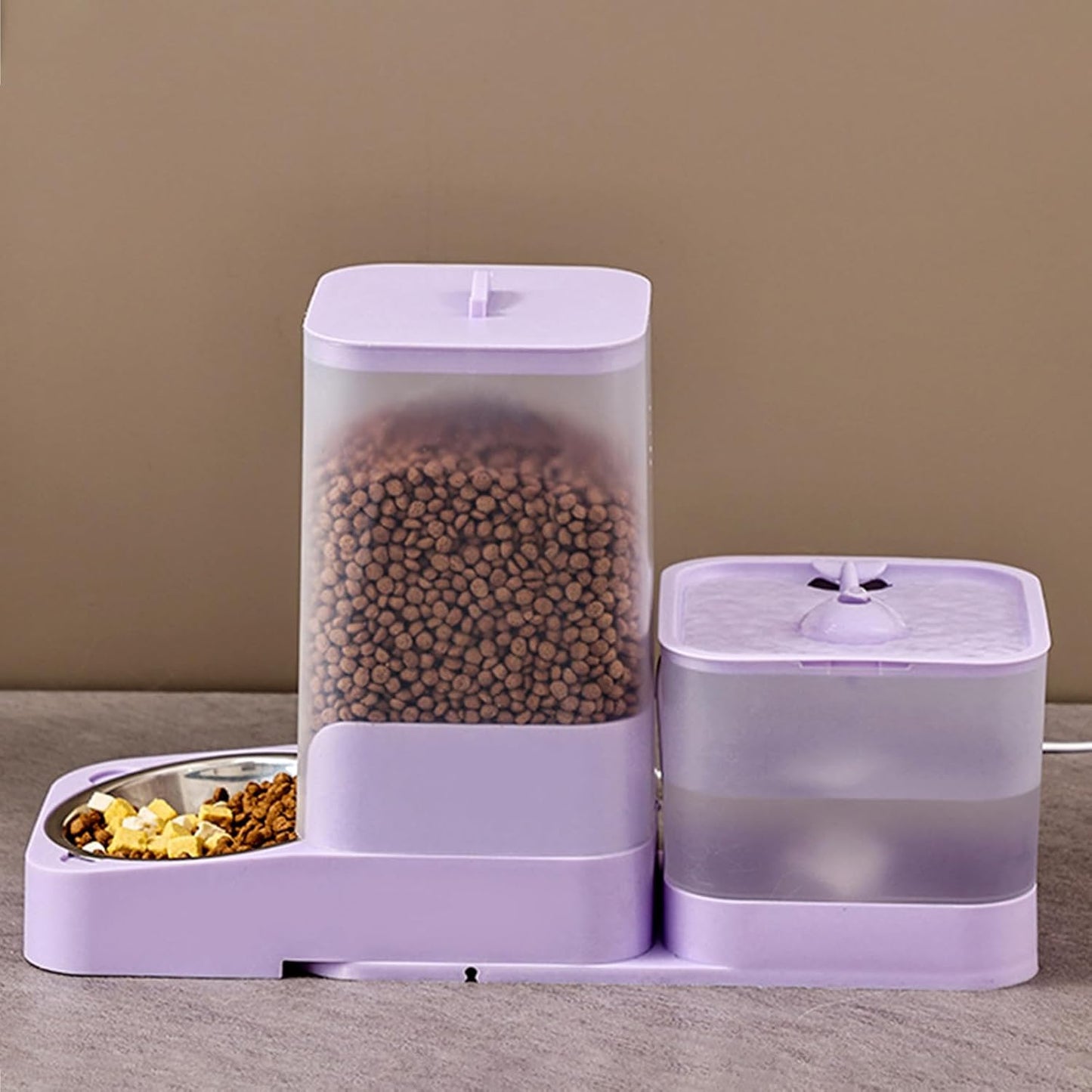 Lmyit Auto Cat Feeder | Automatic Feeder Cat Food Dispenser - Drinker Waterer Large Capacity Pet Supplies, Storage Container for Kitten Puppy Feeding Watering