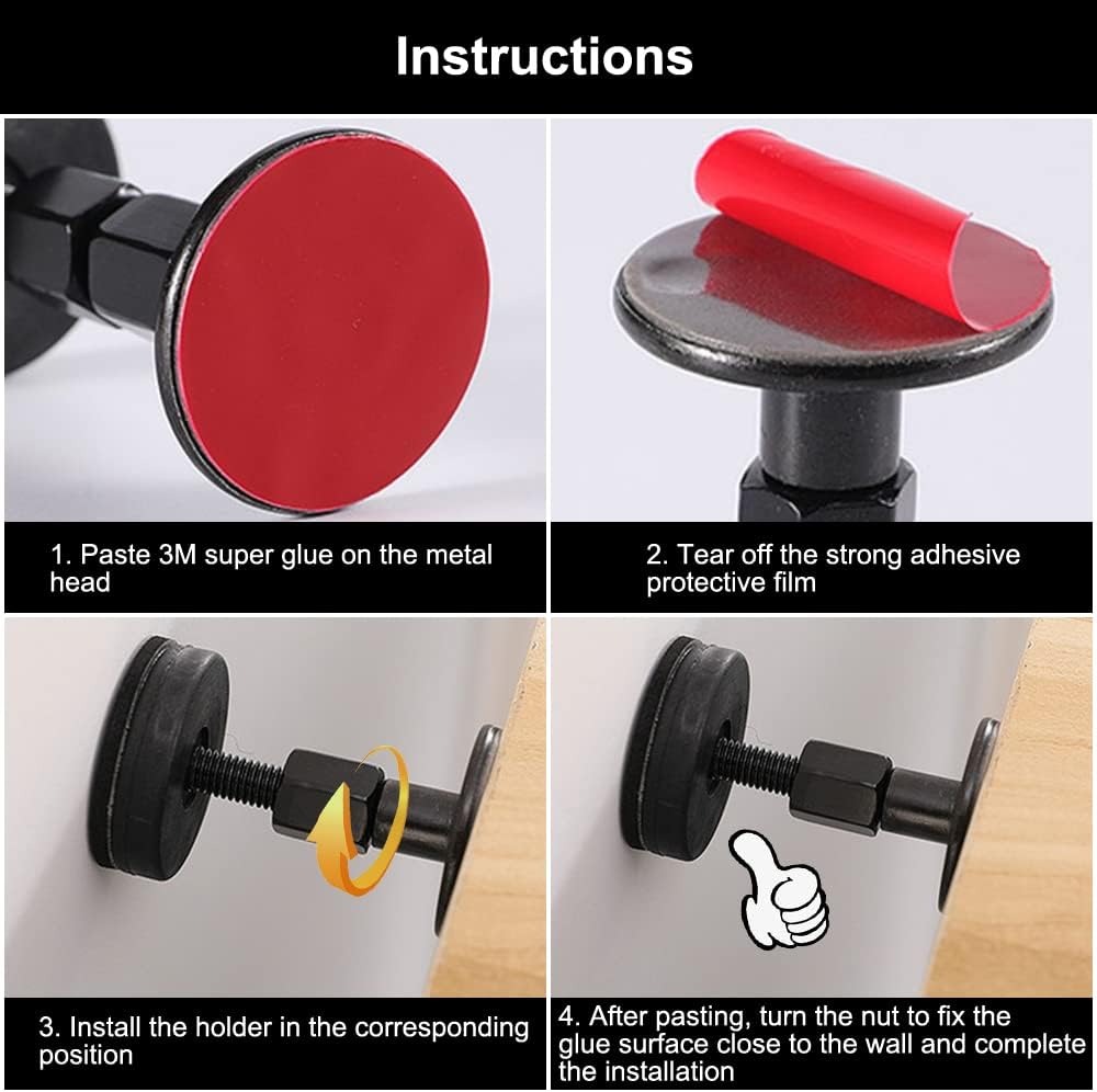 4 Pieces Adjustable Threaded Bed Frame 46-64mm Anti-Shake Tool Mute Noise Reduction, Adjustable Threaded Bed Frame, Easy to Install Stopper for Beds, Sofas, Tables, Walls
