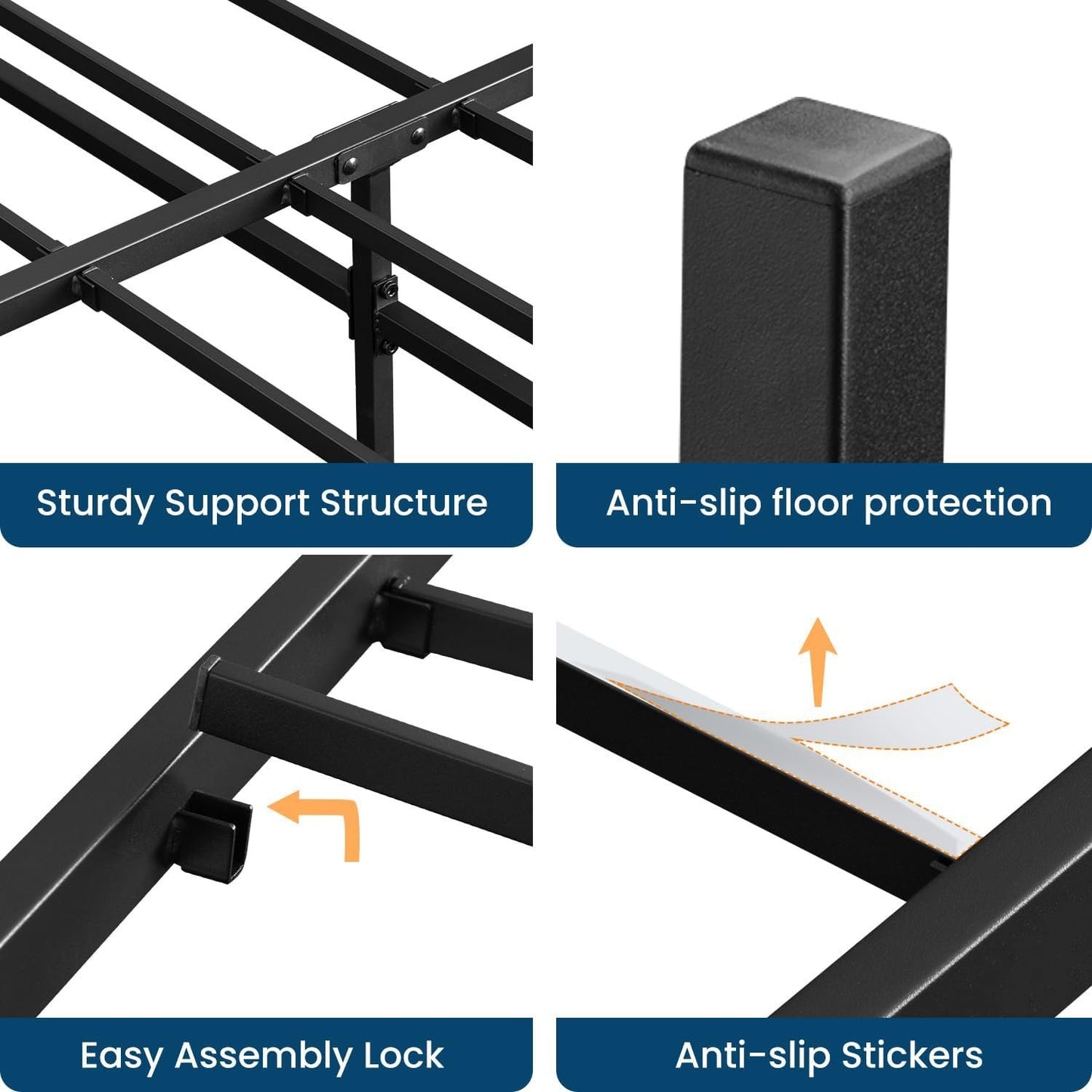 Maxzzz Full Bed Frame, 16 Inch Metal Bed Frame Platform/Mattress Foundation with Steel Slat Support/No Box Spring Needed/Easy Assembly,Full