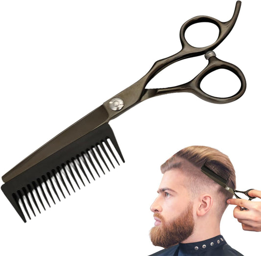Forbici da Parrucchiere - Attrezzi Per Taglio Capelli,Strumenti 2-in-1 Con Pettine Rimovibile e Lama Sfumante per Cura Personale, Viaggio, Casa - Uomo Donna Bambini Anziani