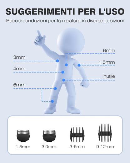 MANSPOT Men's Body Electric Shaver, IPX7 Waterproof Body Shaver, Wet and Dry Intimate Shaver for Face, Arms, Chest, Legs, Armpits (Black)