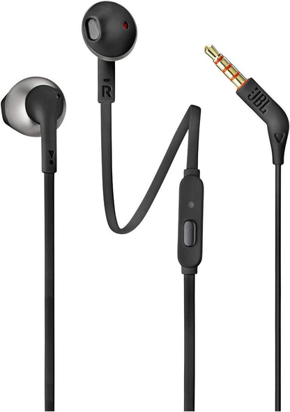 JBL Tune 205 Wired In-Ear Headphones with One-Button Remote/Mic - Black