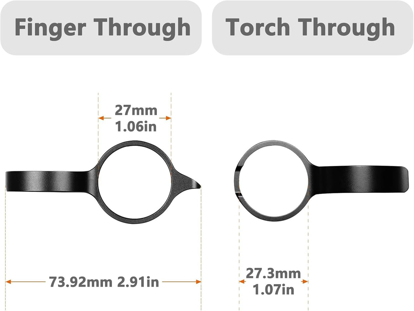 Brinyte Tactical Flashlight Finger Ring (Black), Compatible PT16 Tactical Flashlight