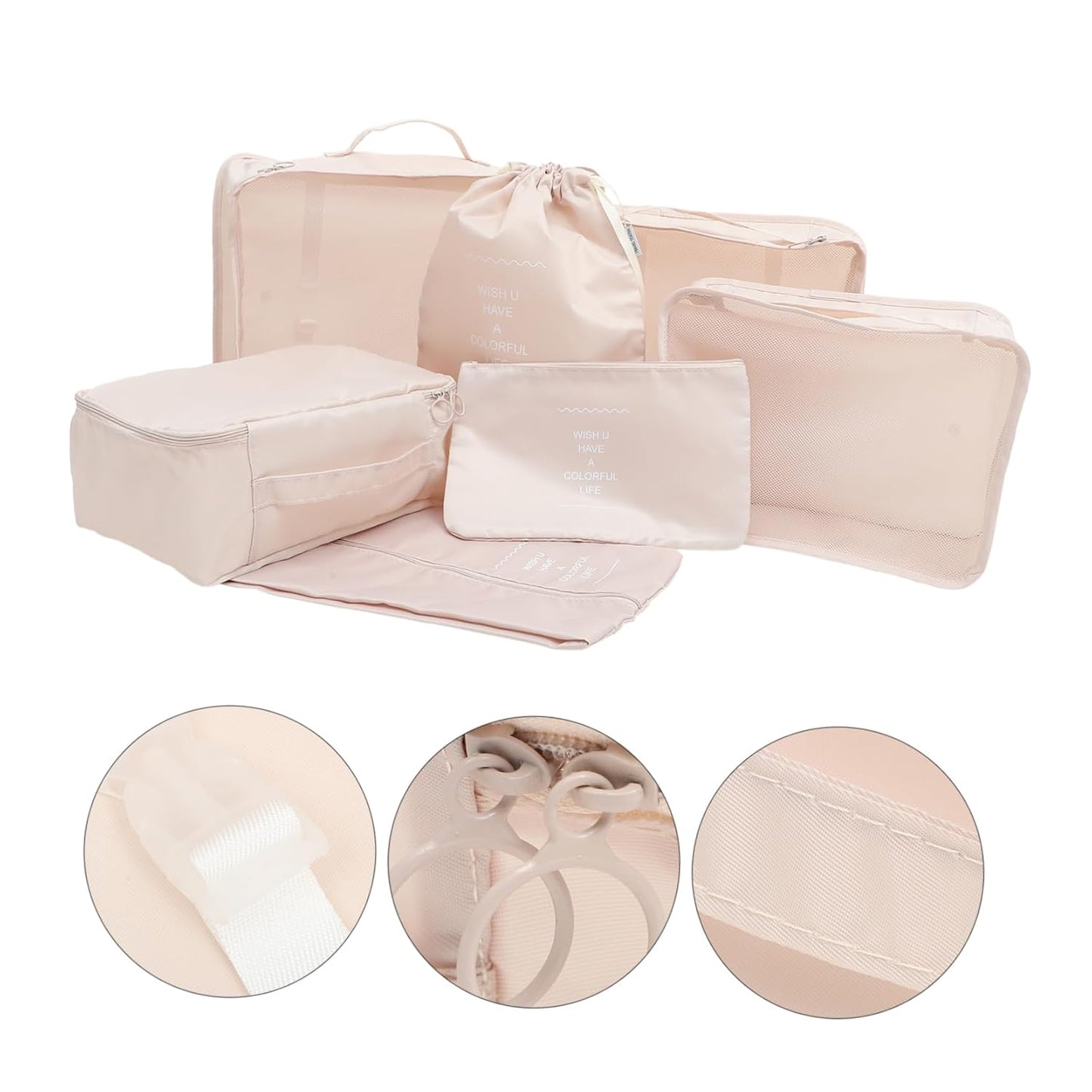7 Pieces Travel Bag Packing Cubes for Makeup Various Sizes Travel Organizer Case for Travel Essentials Packing Cubes for Travel Bag with Window Fabric