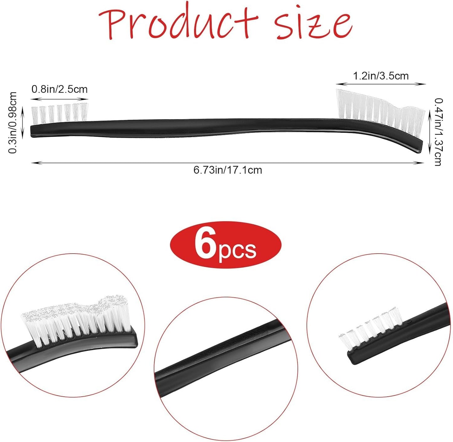 6 PCS Double-Ended Cleaning Brushes Set, Nylon Bristles Small Detailing Crevice Brush Mini Stiff Bristles Brushes for Detailed Cleaning of Jewelry, Cars, Kitchen, Small Spacesnt