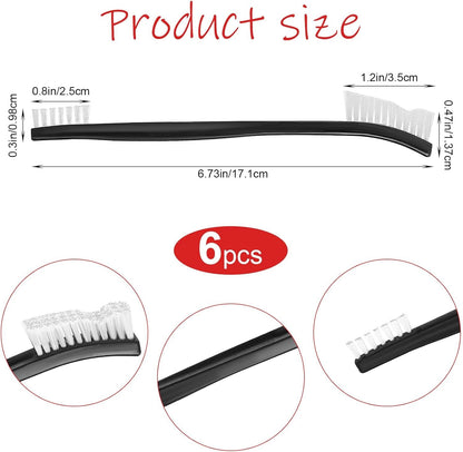 6 PCS Double-Ended Cleaning Brushes Set, Nylon Bristles Small Detailing Crevice Brush Mini Stiff Bristles Brushes for Detailed Cleaning of Jewelry, Cars, Kitchen, Small Spacesnt