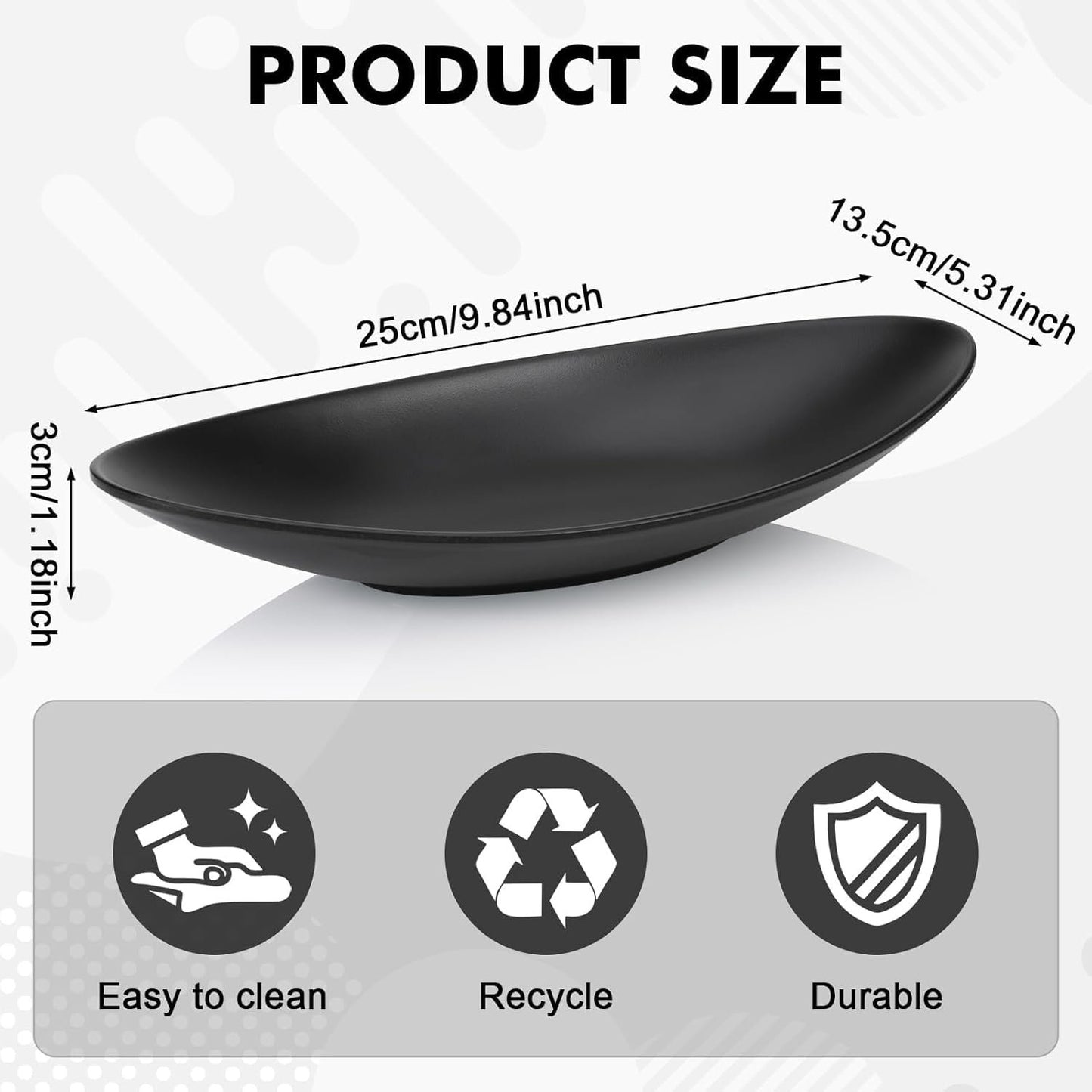 Huiguli Black Oval Tray, Modern Design Key Holder Organizer for Entrance, Empty Entrance Pockets, Storage Tray for Watches Keys Coins Rings Fruit