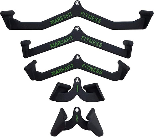 MARSAFIT Home Gym Fitness Rowing T-bar V-bar Pulley Cable Machine Attachments, Bicep Curl Tricep Lat pulldown Bar Back Strength Training Handle Grips Lat Pull Down Bar Press Down Exercises