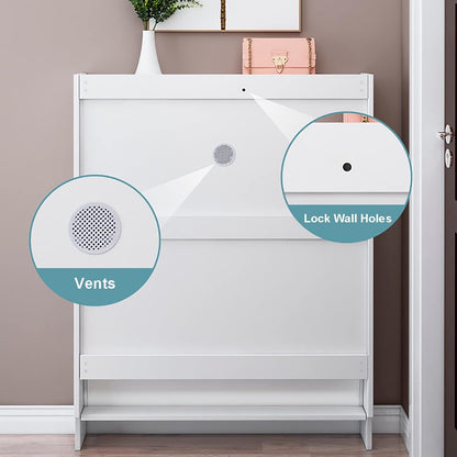 Generico Scarpiera Moderna e Sottile con 2 cassetti, Organizer portaoggetti in Legno a 3 Ripiani, Elegante Mobile per Ingresso e Camera da Letto, Design Bianco Spesso per l'ingresso di casa.