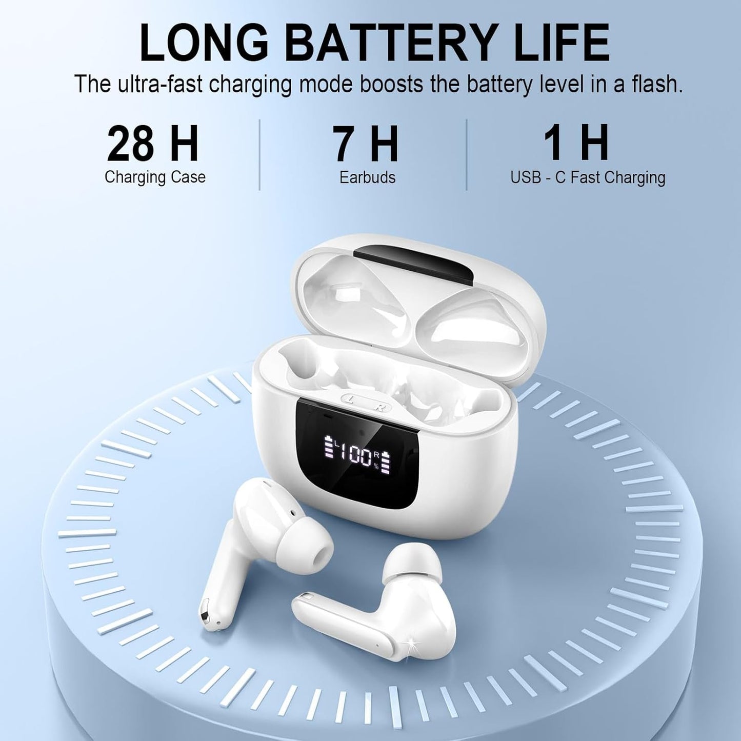 Wireless Earbuds for Samsung S23 S24 S25 Ultra S21 S22 A35 A15 A14 iPhone 16 Pro 15 True Bluetooth 5.4 Headphones Ear Buds Noise Canceling in Ear Earphones,Deep Bass HiFi Stereo,Sweat Resistant,Mic