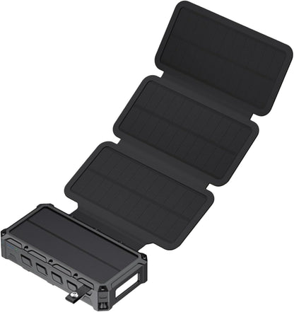 Solar Power Bank, Hand Crank Charger, Wireless Battery Pack, Built-In Led Light, Sos Alarm Function,black, For Outdoor, Travel, Camping, Hiking, Use