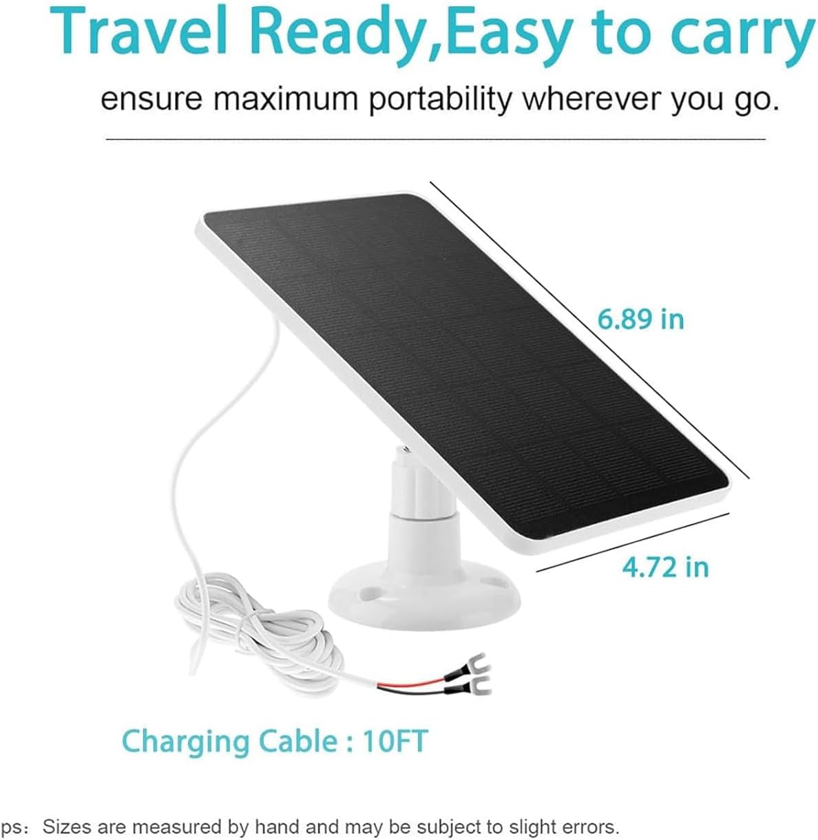 LICAEVEY Solar Panel for Security Camera Outdoor, 10W Video Doorbell Solar Panel Charger, IP66 Water Proof, 360° Adjustable Bracket (CSP4W-O-W)