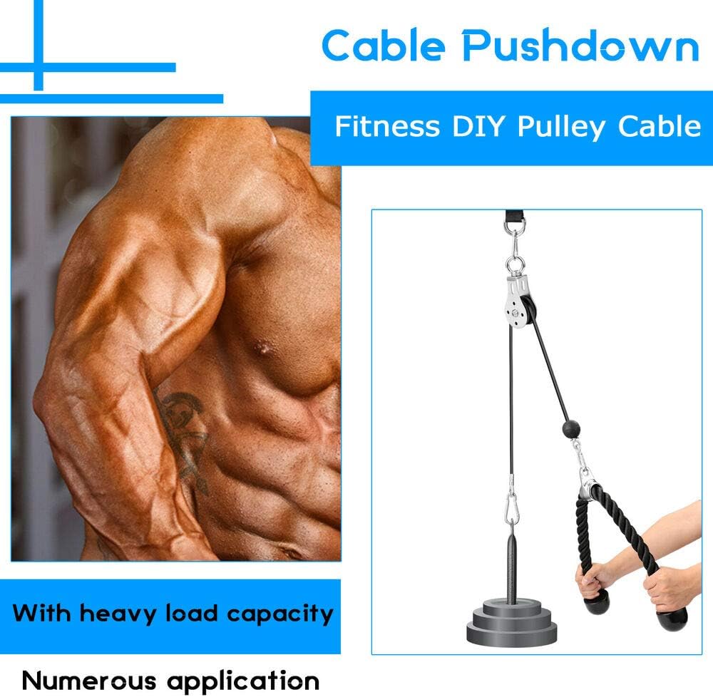 OWEITE Fitness DIY Pulley Cable Machine Attachment System with Pin Lifting Arm, Biceps Pulley System for Home Gym