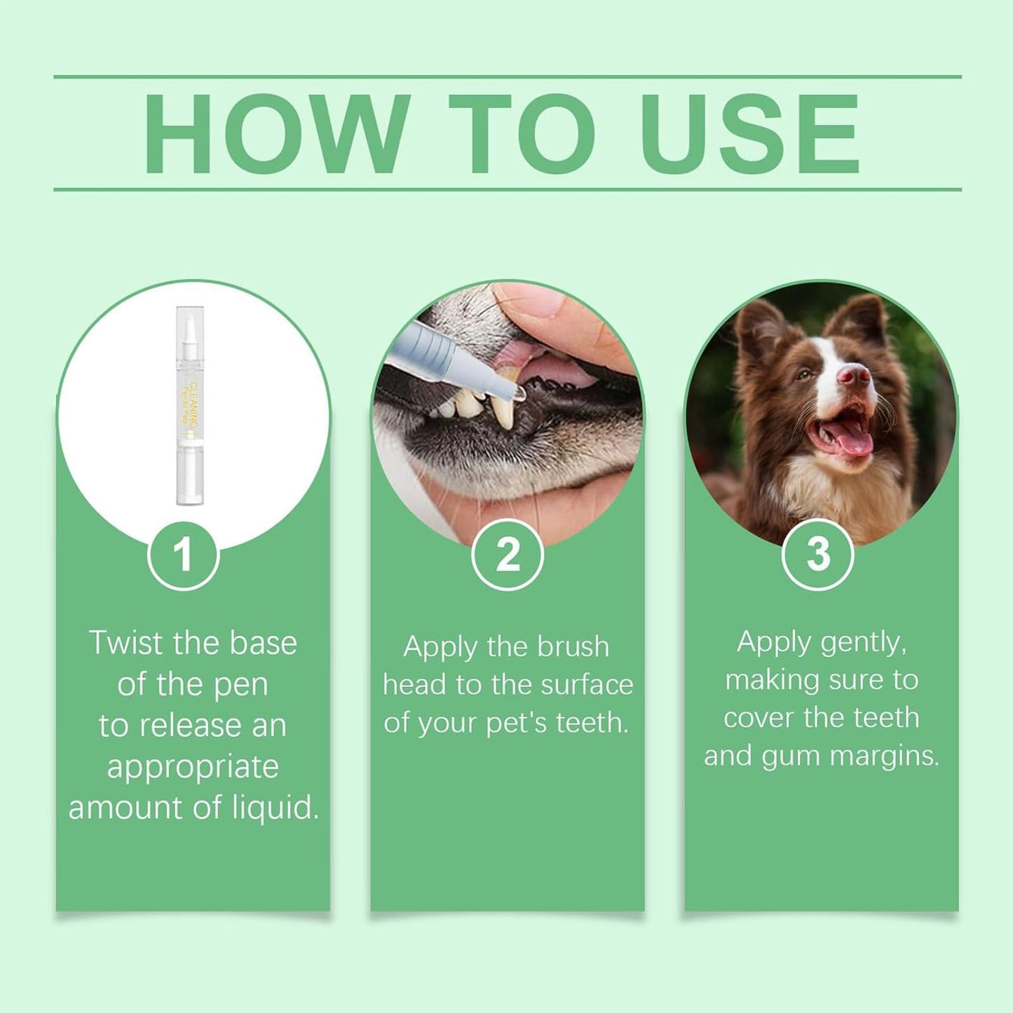 Pet Toothbrush Pen, Dog Personal Care Cleaner, 0,51 x 4,96 Inches Cat Buccal Tool Bad Breath Eliminator, Teeth Brightener Portable Health Care Solution for Travel, Vet, Visita, Igiene giornaliero