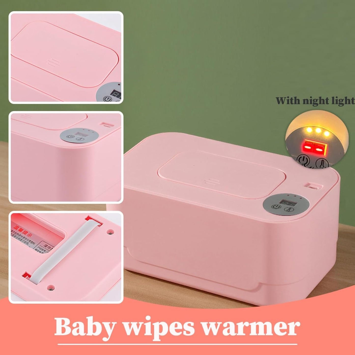 Baby Wipe Warmer Thermostat Diaper Wipe Warmer Adjustable Wipes Warmer USB Heating Wet Wipes Warmer Large Wipe Holder for Baby Nursery Baby Wipe Warmer