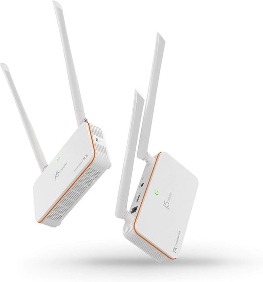 j5create Wireless Display HDMI Extender Full HD 1080p 60fps Transmitter and Receiver with IR Remote Control, 200ft Transmission, Ultra-Low Latency, for Home/Office/Church (JVAW53)