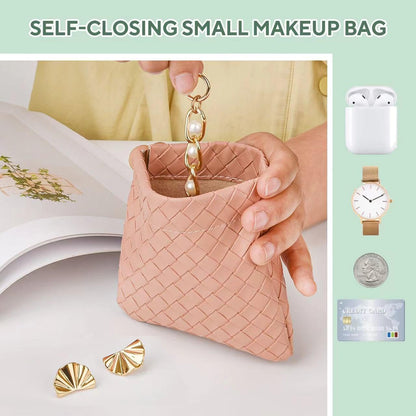 4PCS Small Makeup Bag for Purse，Waterproof Leather Portable Mini Makeup Bag,Snap Closure Organizer Pouch for Coins Cards Jewelry Lipstick Cosmetic Accessories，Small Travel Kit Storage Pouch,
