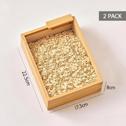 Blissify 2 Pack Bamboo Cereal Container, Clear Food Storage Container, Rice Dispenser, Kitchen Organiser for Cereal, Rice, Flour, Snack, Sugar, Nut, 75oz/2L