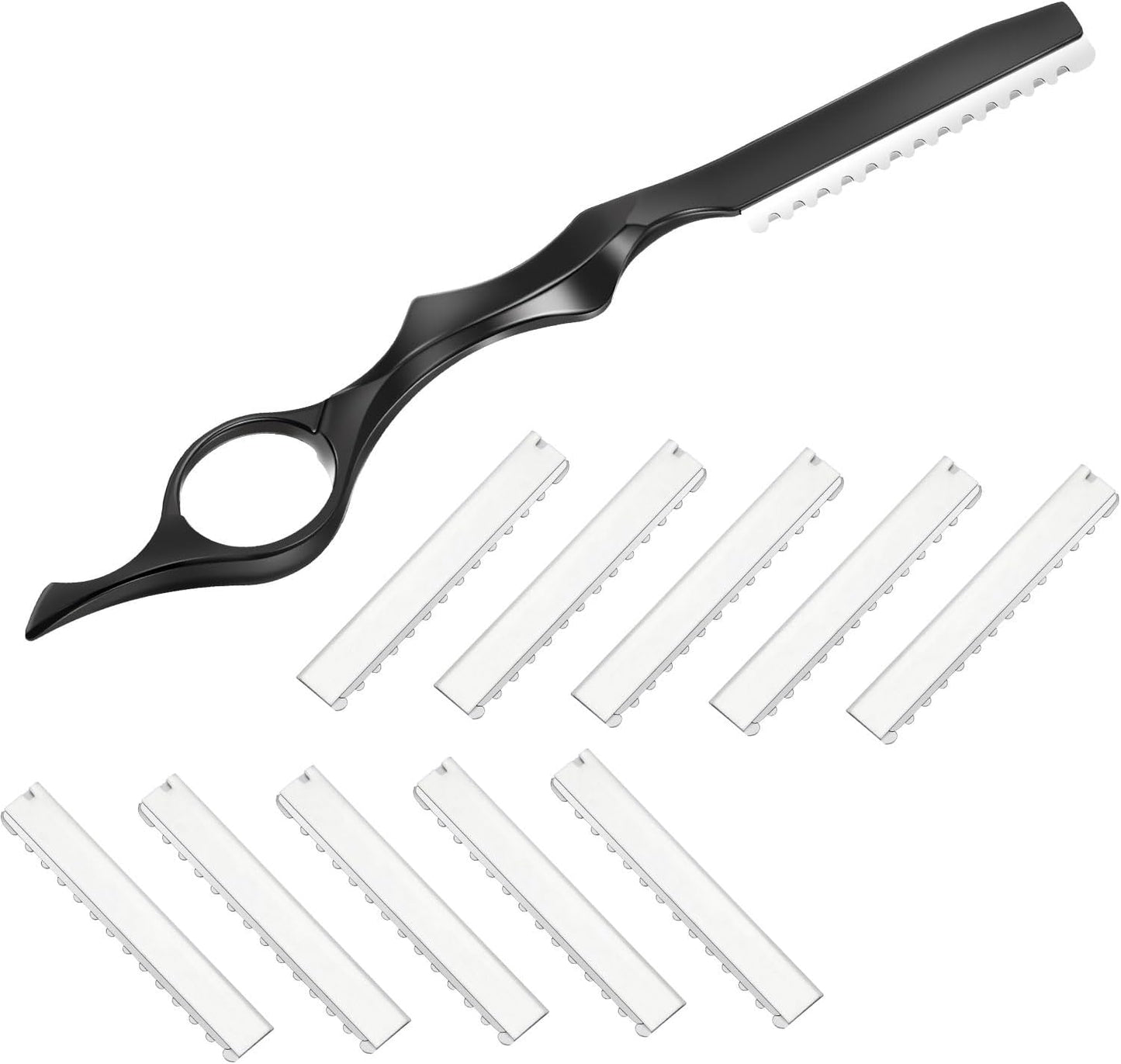 11 Pieces Hair Razor Comb Style for Thinning Hair Texturizing Hair Cutting Comb Razor with Replacement Steel Shavers for Salon Home Use