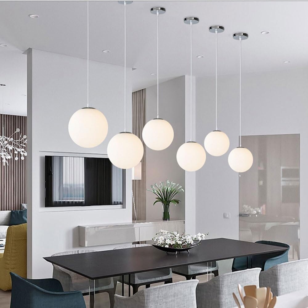 TONFON Gold Glass Mini Globe Chandelier Milky White Glass Lampshade Pendant Light Dining Table Bedroom Foyer Hanging Light for Kitchen Island Living Room Bedside Dining Room Hallway Ceiling Light Fixt