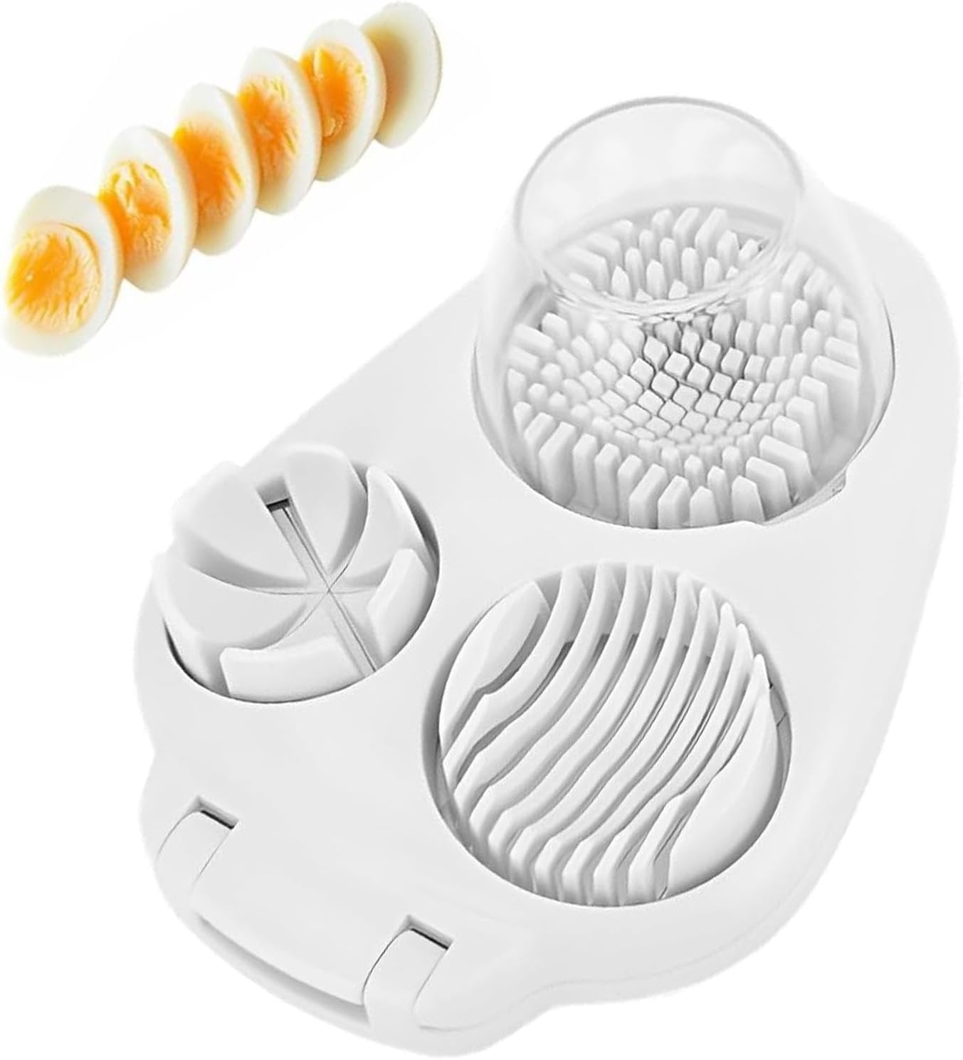 3 in 1 Egg Slicer for Hard Boiled Eggs, Portable Multifunctional Egg Cutter with Stainless Steel Wire, Food Evenly Slice Dice Chop Grape Strawberry Banana Tomato Mushroom for Kitchen Chopper Tool