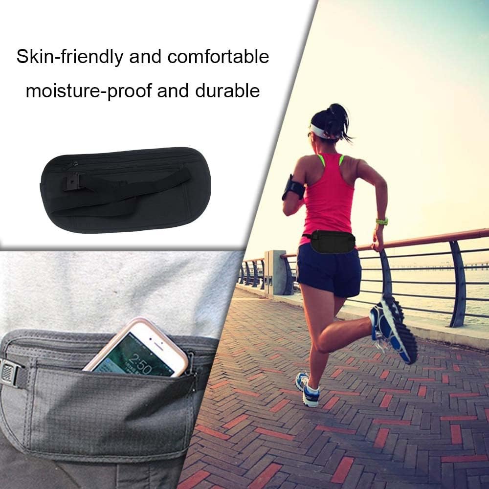 YuanYouTong Travel Money Belt, Passport Holder, Fanny Pack for Women Men, Waterproof Travel Wallet Hidden Waist Bag Outdoor Bum Bag for Cash, Credit Card, Travel Documents and Mobile Phone, Black,