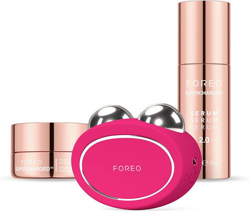 FOREO Total Facelift Bundle - BEAR 2 Fuchsia Advanced Microcurrent Facial Device + SUPERCHARGED SERUM 2.0 30 ml + SUPERCHARGED HA+PGA Triple Action Intense Moisturizer 15 ml-Anti Aging-Skincare Tools