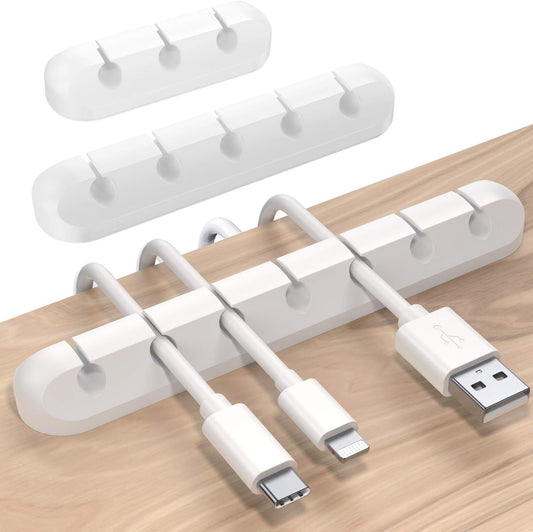 SOULWIT® 3-Pack Cable Holder Clips, Desktop Cable Organizer Cord Wire Management for USB Charging Cable/Power Cord/Mouse Cable PC Office Home