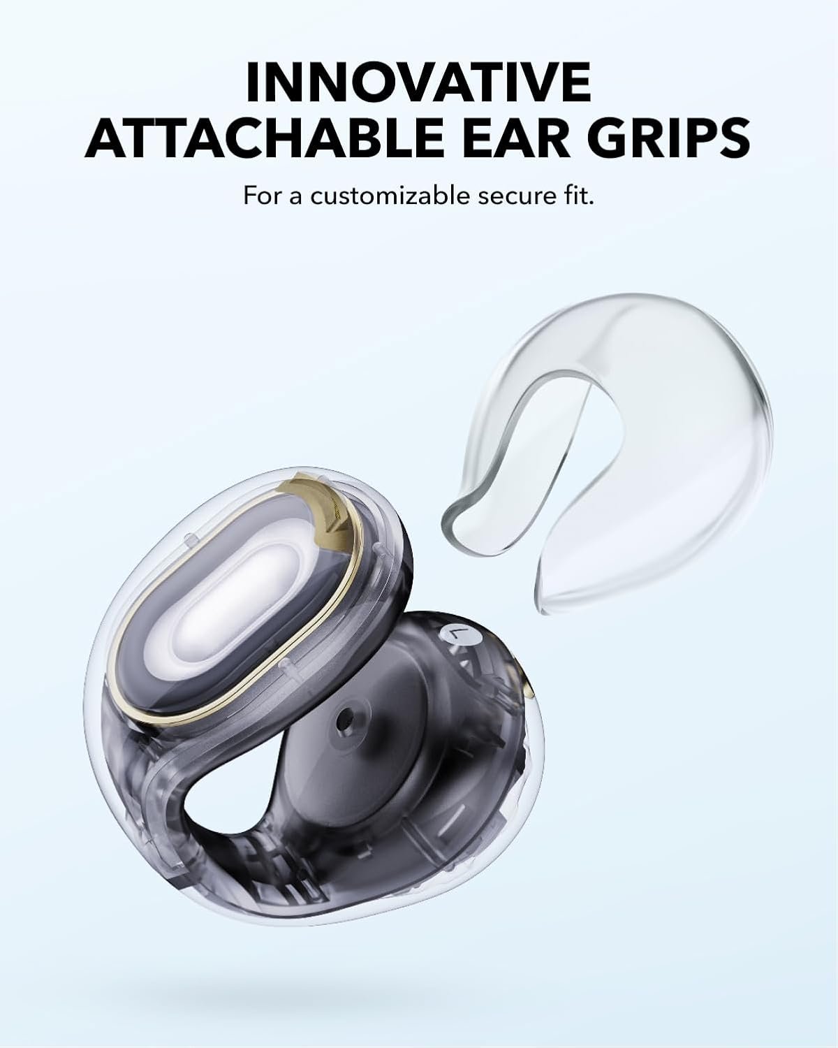 Soundcore C30i by Anker, Open-Ear Earbuds, Clip-On Headphones, Lightweight Comfort, Small-Ear Friendly, Stable Fit, Firm-Shell Design, Attachable Ear Grips, Big Drivers for Clear Audio, 30H Play, IPX4