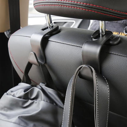 Car Headrest Hook, 4pcs Black Car Headrest Seat Hook Hidden Car Rear Seat Hanger Storage Hooks, Suitable for Hanging Handbags, Wallets Grocery Bags Cloth Kid's Toy Holder Fit Universal Car Vehicle
